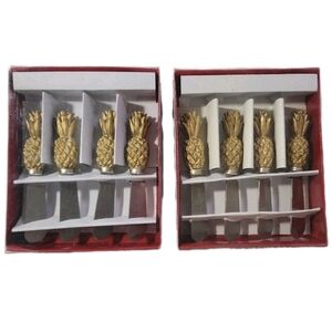 2 Packs 8 Pcs Gold Pineapple Gourmet Spreaders Knives Cardinal Cheese Party New